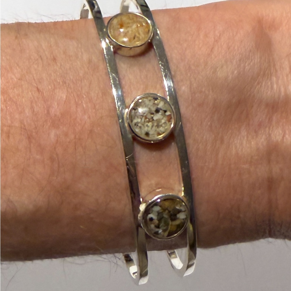 Silver and Brown Women's Dune cuff Bracelet